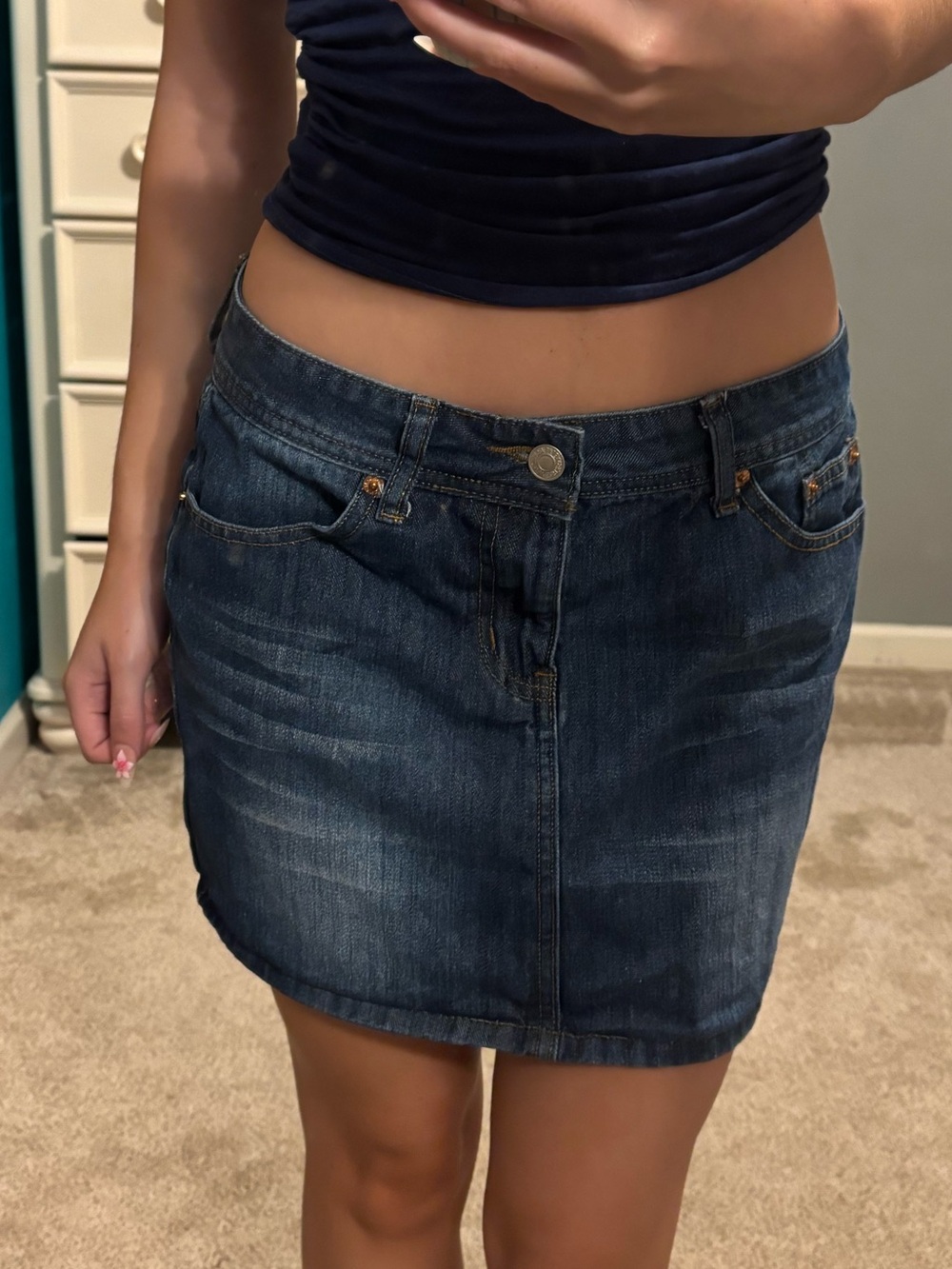 Blue Denim Midi Skirt